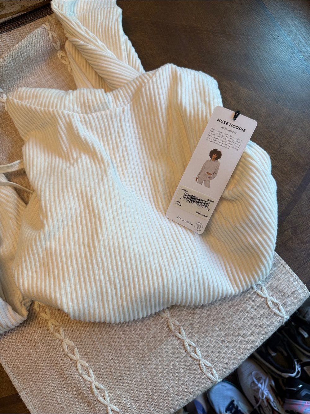Cozy Ribbed Hooded Lounge Set - ivory size M - Picture 5 of 5